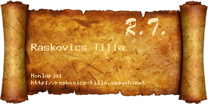 Raskovics Tilla névjegykártya